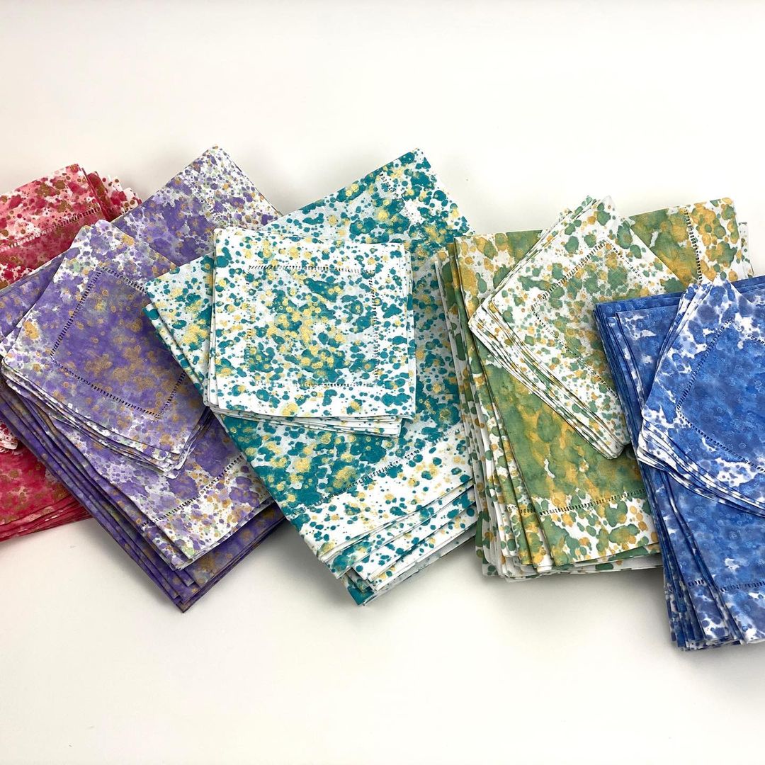 Hand-Painted Linen Napkins & Cocktail Coasters